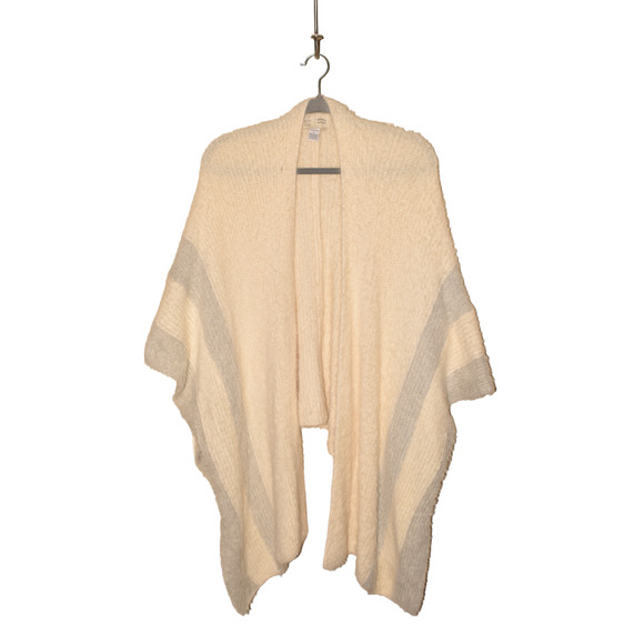ANTHROPOLOGIE X SATURDAY SUNDAY $128 Striped Poncho Cream/Gray OS One Size - Picture 1 of 3